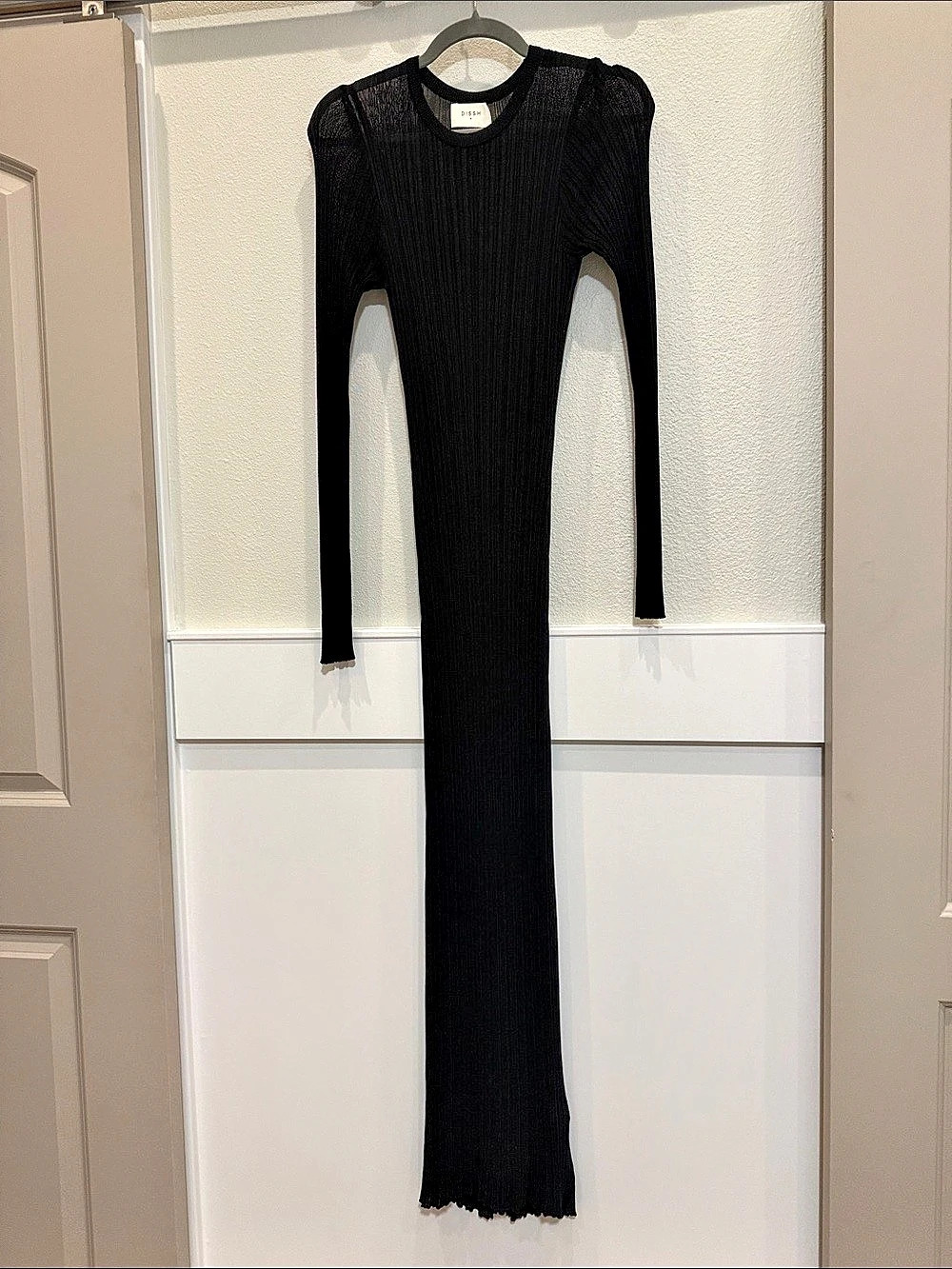 Dissh Ribbed Knit Maxi Dress in Black Like New